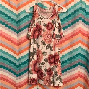 Floral cold shoulder dress